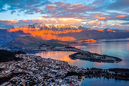 Solnedgang i Queenstown, New Zealand